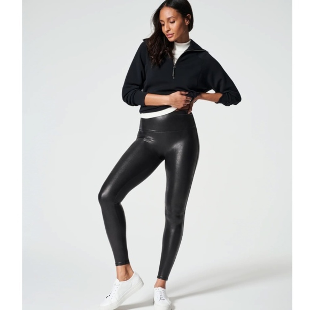 SPANX Faux Leather High Rise Leggings Black Small
